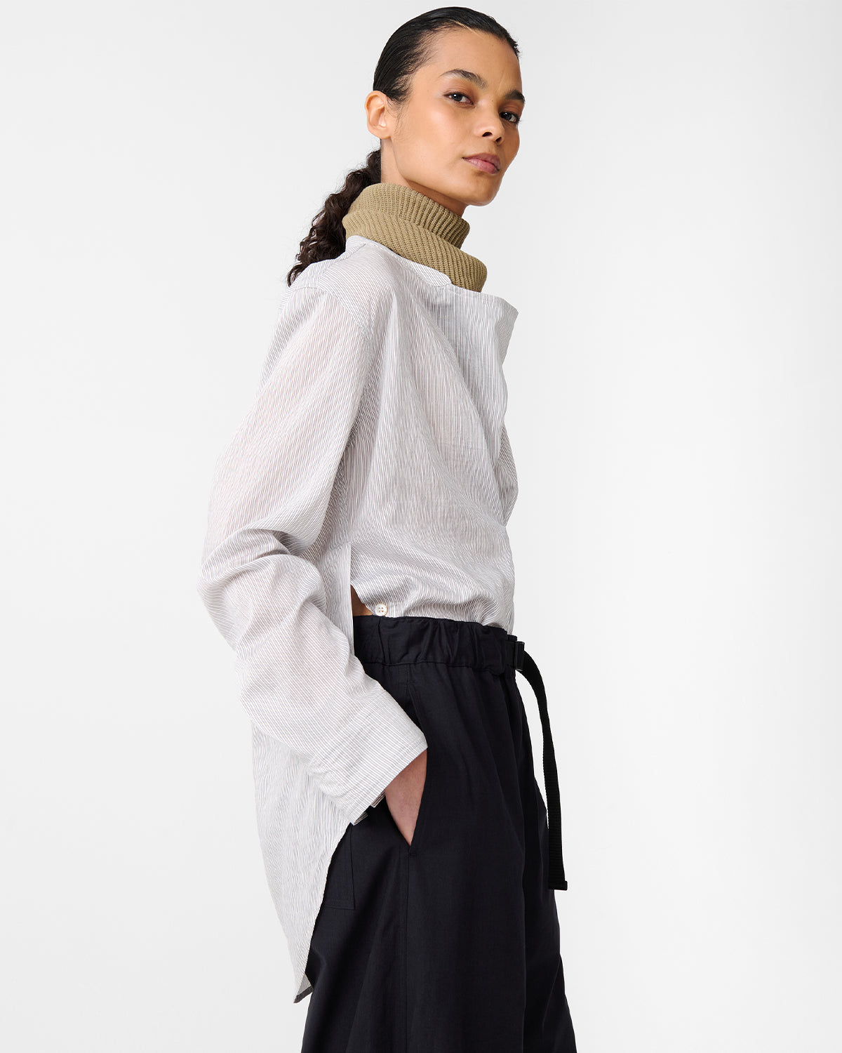 Pampa - Inverted Pleat Top - Chalk Stripe