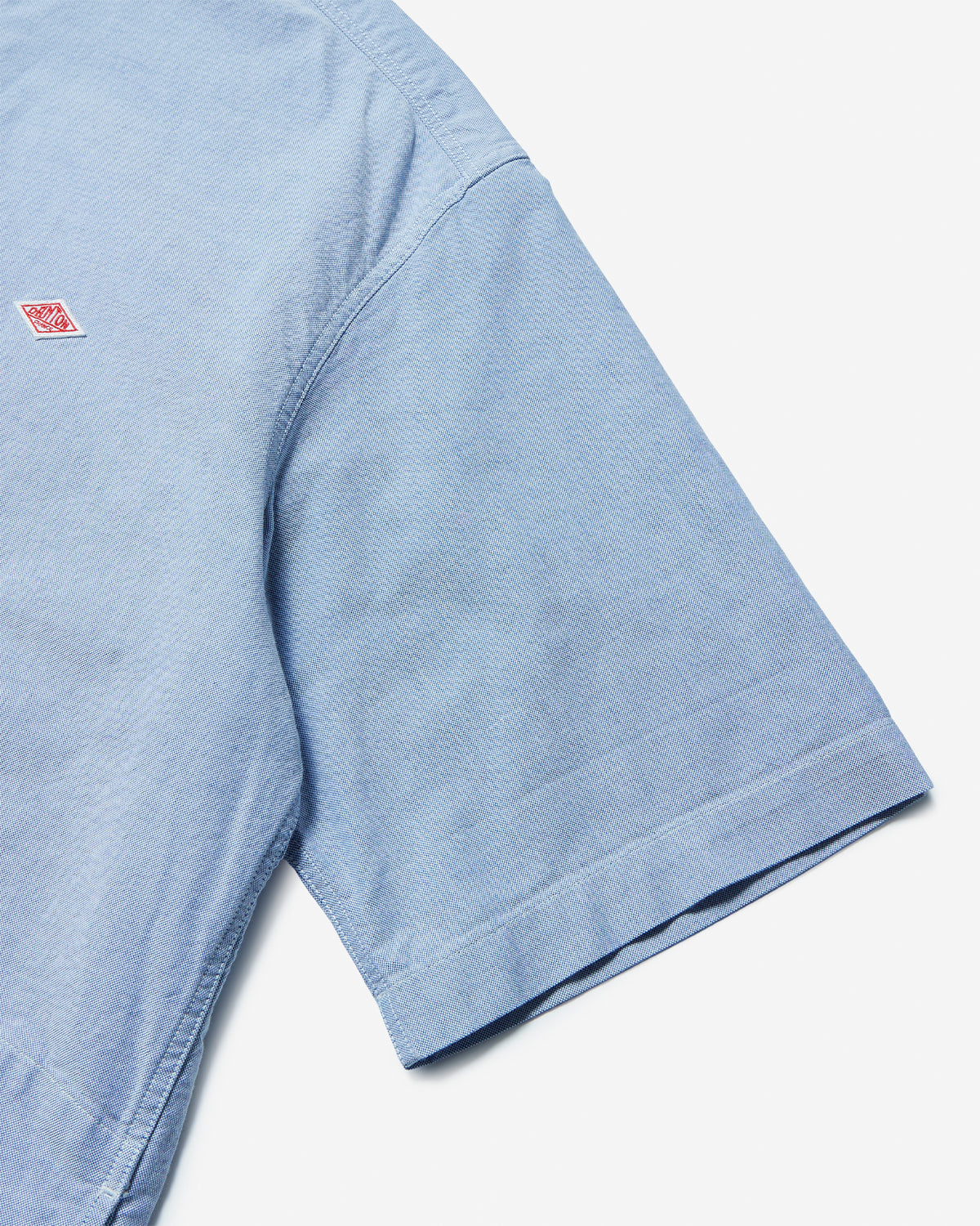 Mens Oxford Round Collar Short Sleeve Pullover Shirt - Blue