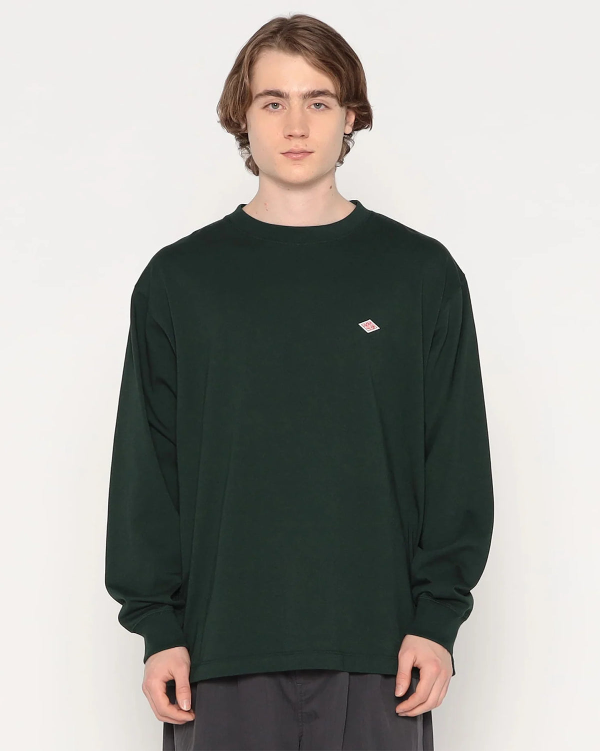 Mens Long Sleeve T-Shirt Plain - Dark Green