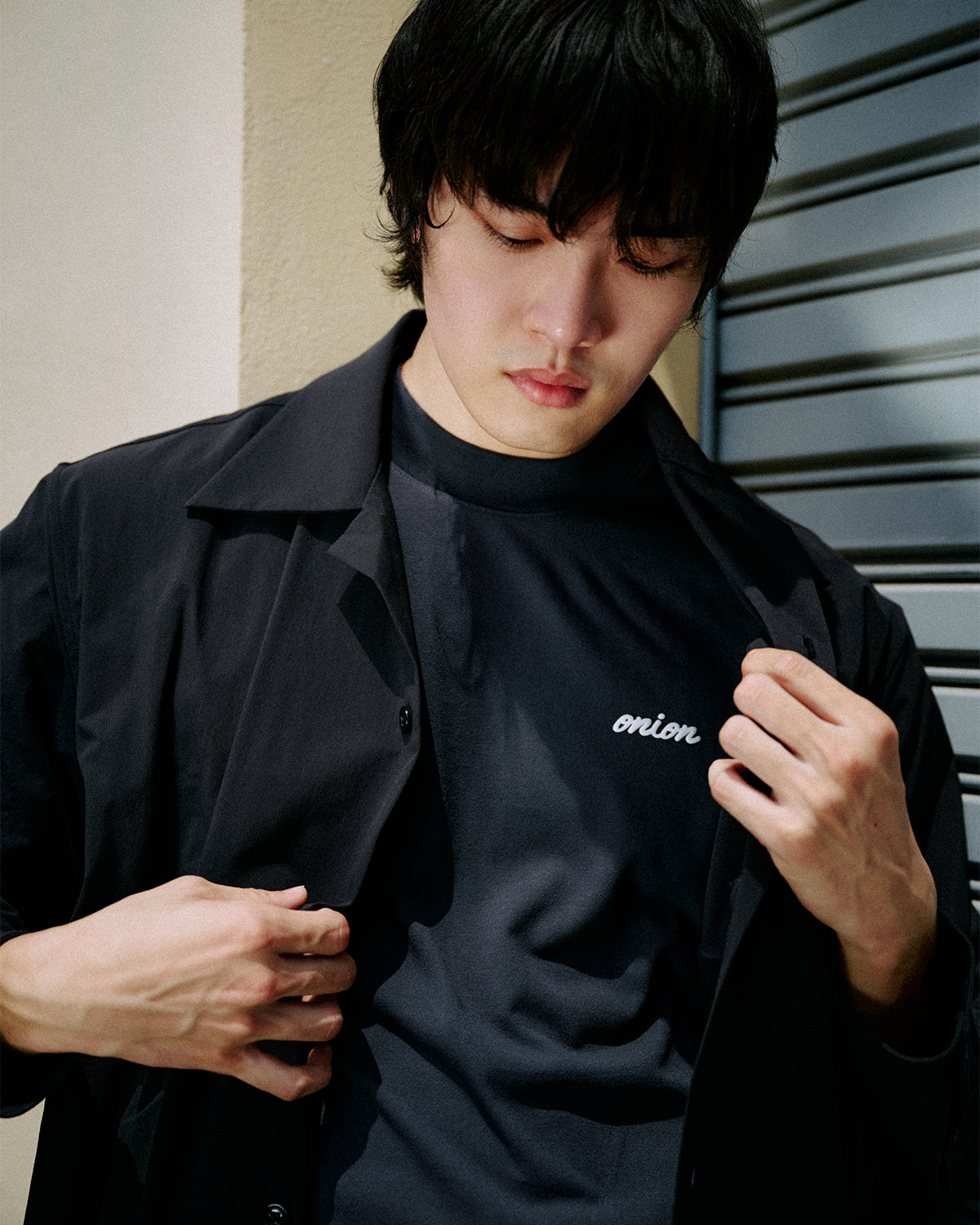 Caron - Tropical Collar Shirt Long Sleeve Shirt - Black