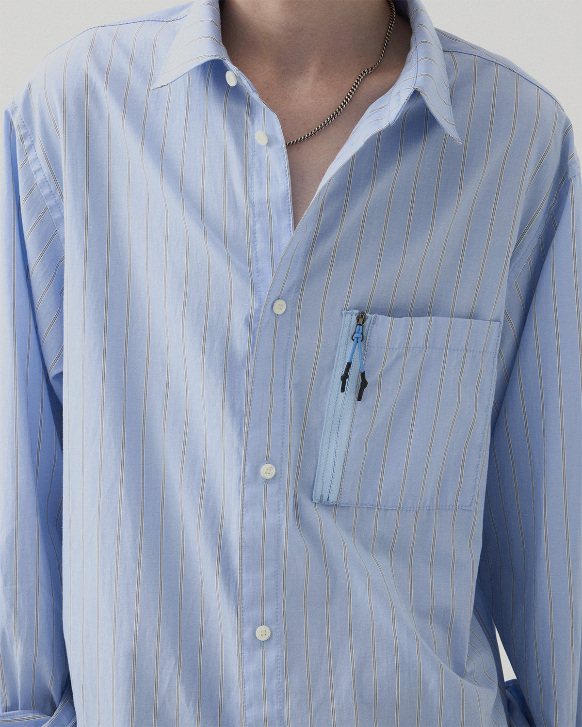 Zip Pocket Shirt - Blue Stripe