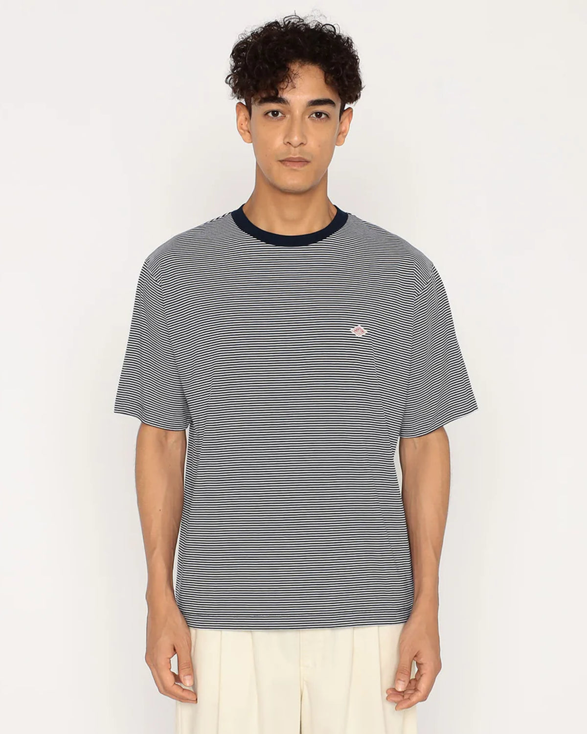 Mens Short Sleeve Inner T-shirt Stripe - NavyxWhite