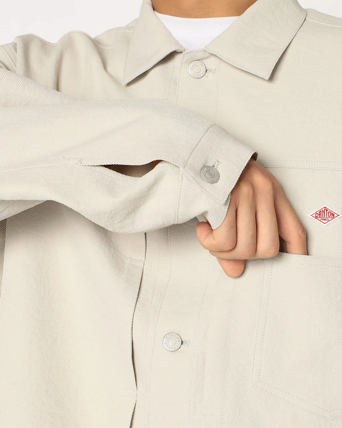 Mens Polyester Twill Jeans Jacket Style Shirt Blouson - Greige