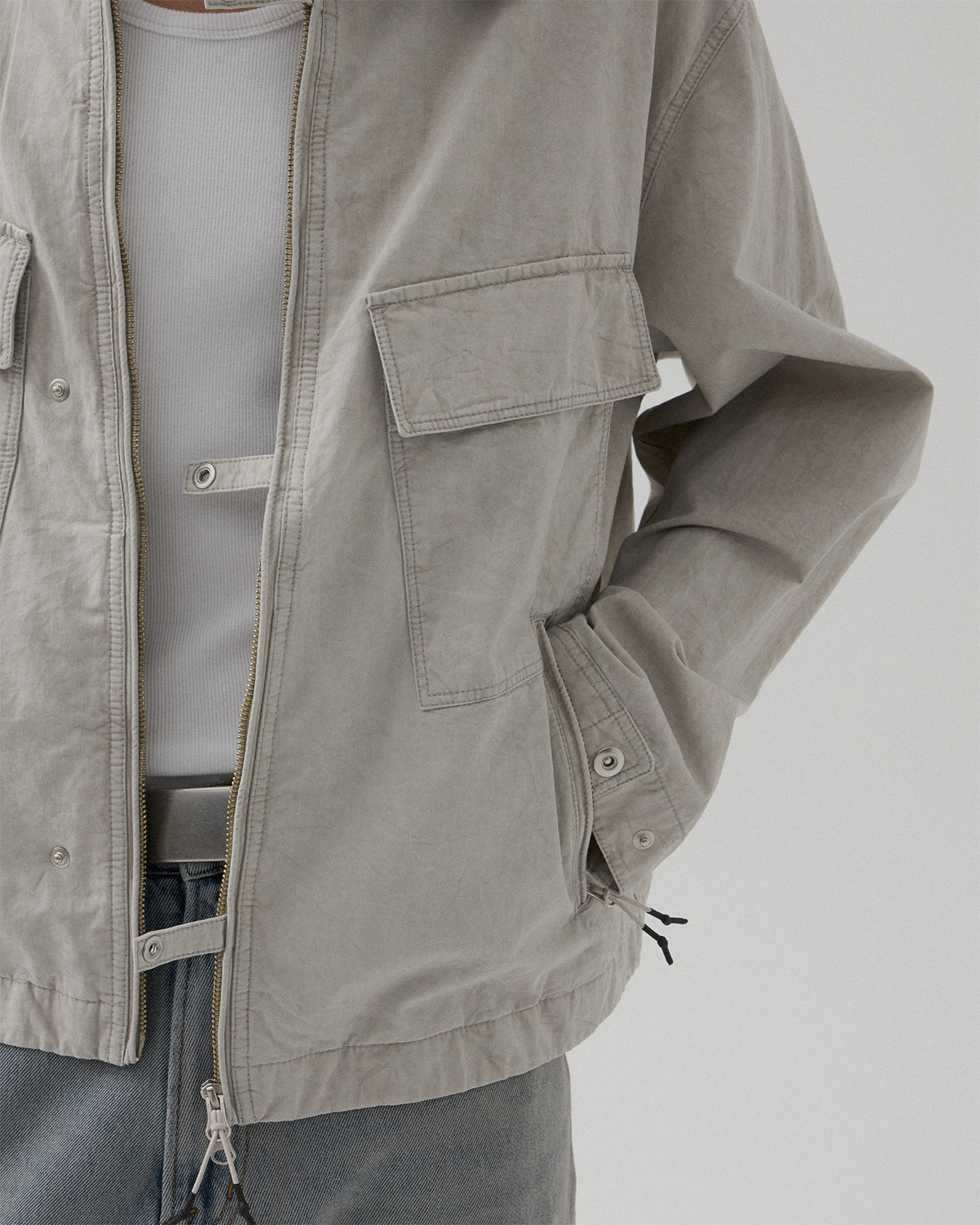 Zip Up 4P Jacket - Dusty L.Grey
