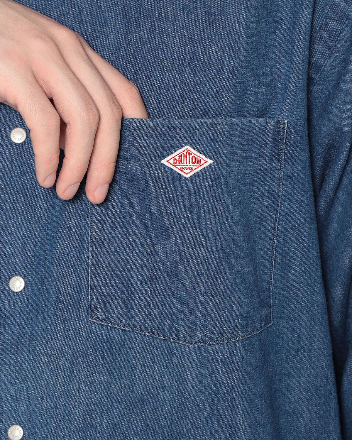 Mens Denim Dungaree Button-Down Shirt - Light Indigo