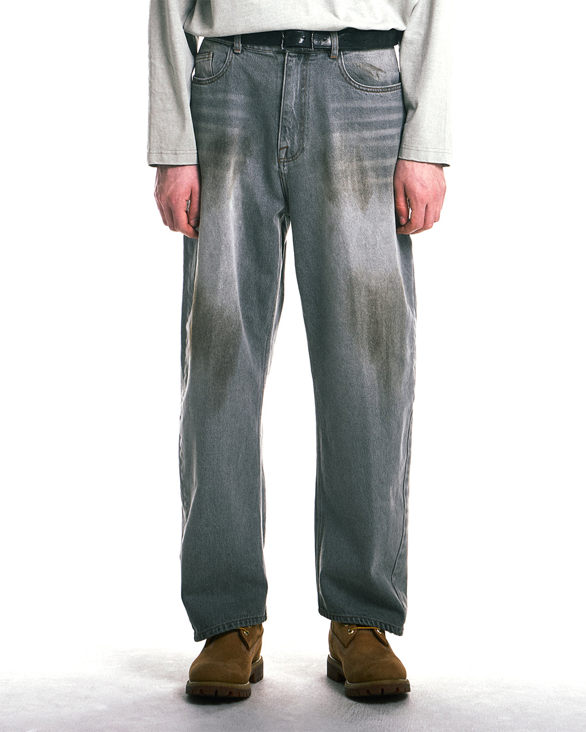 Curved Wide Denim - Dusty Grey