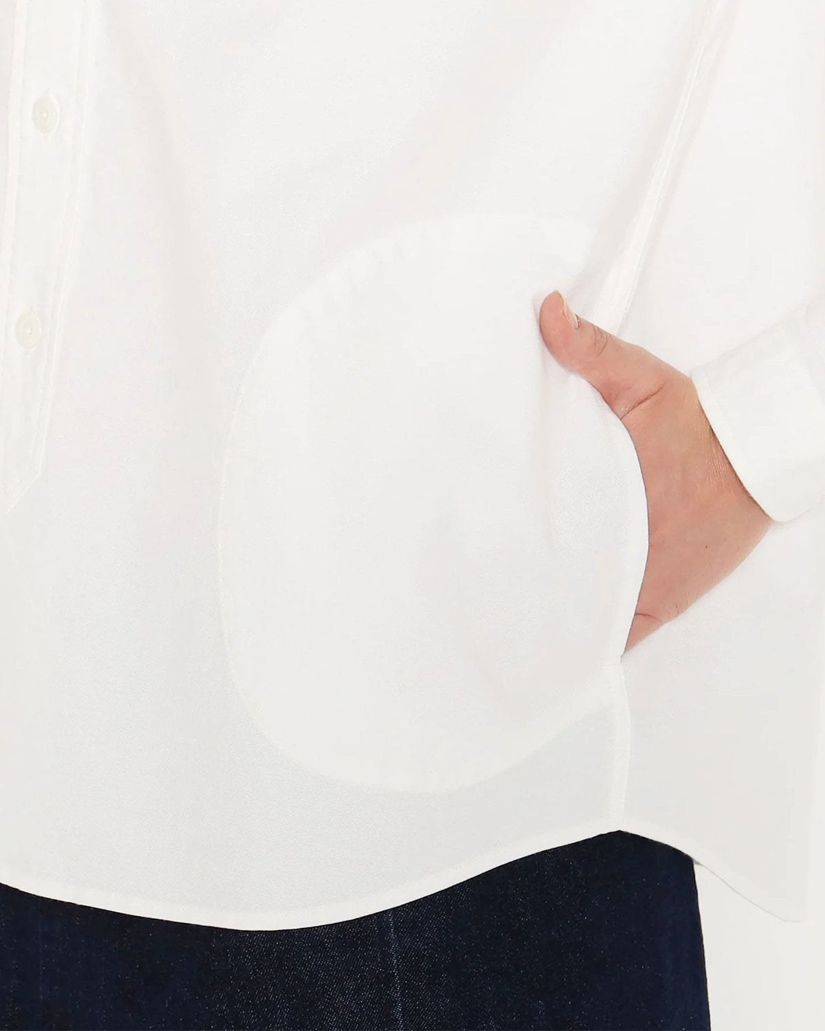 Womens Oxford Band Collar Shirt - White