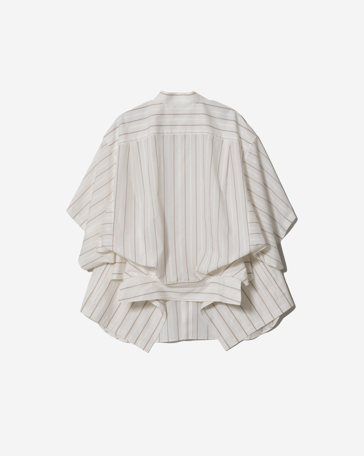 Double End Cotton Silk Jq Stripe Shirt - Ecru × Camel