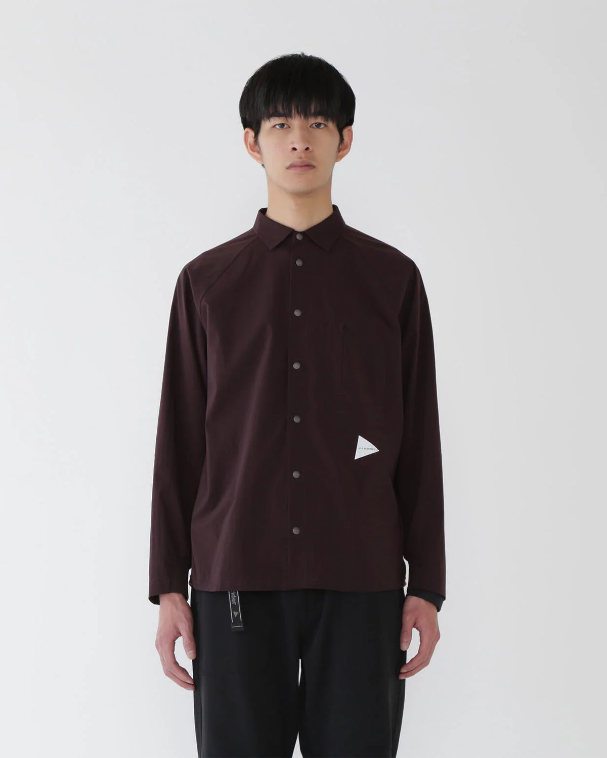 Fleece Base Band Collar Shirt - Bordeaux