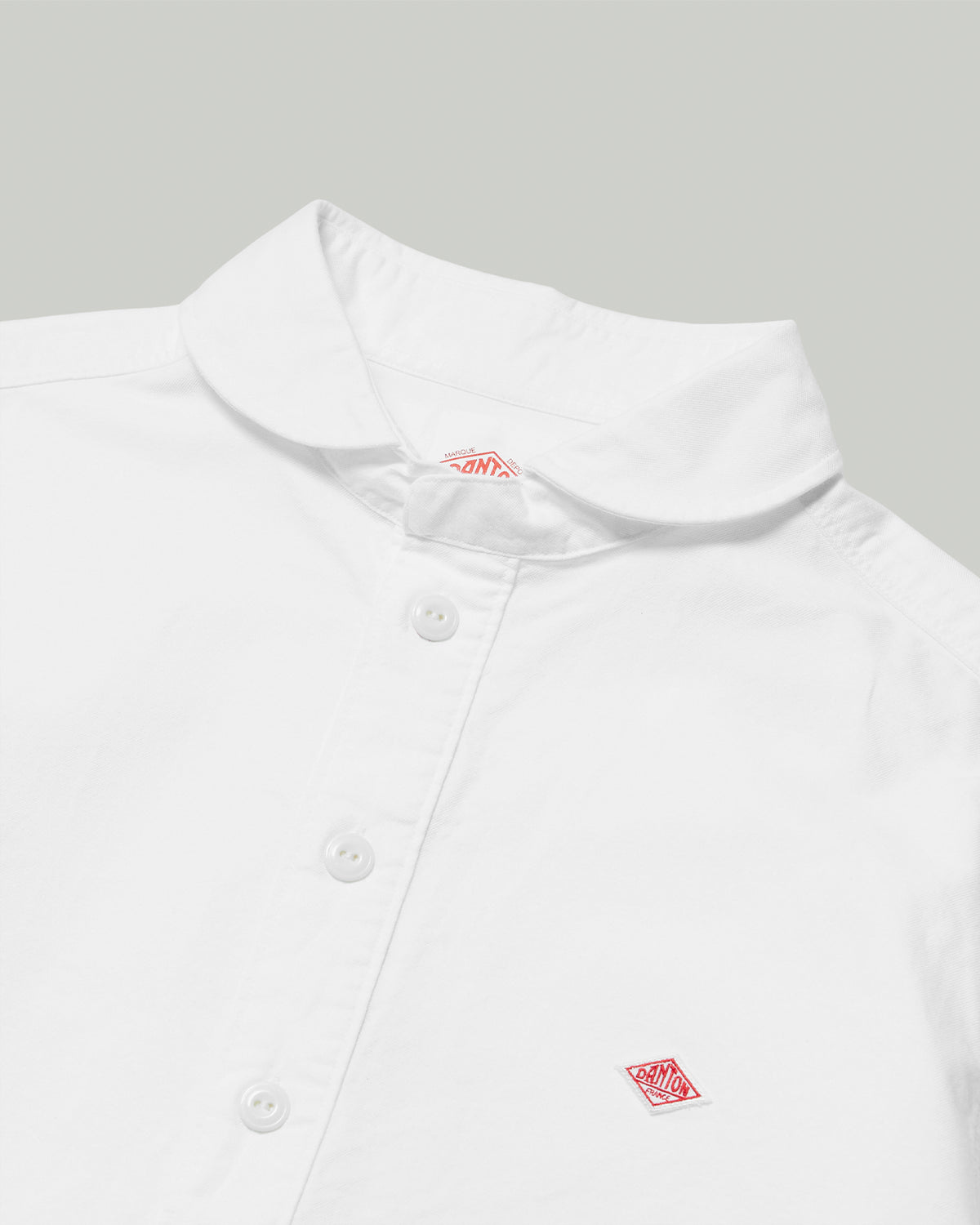 Mens Oxford Round Collar Short Sleeve Pullover Shirt - White