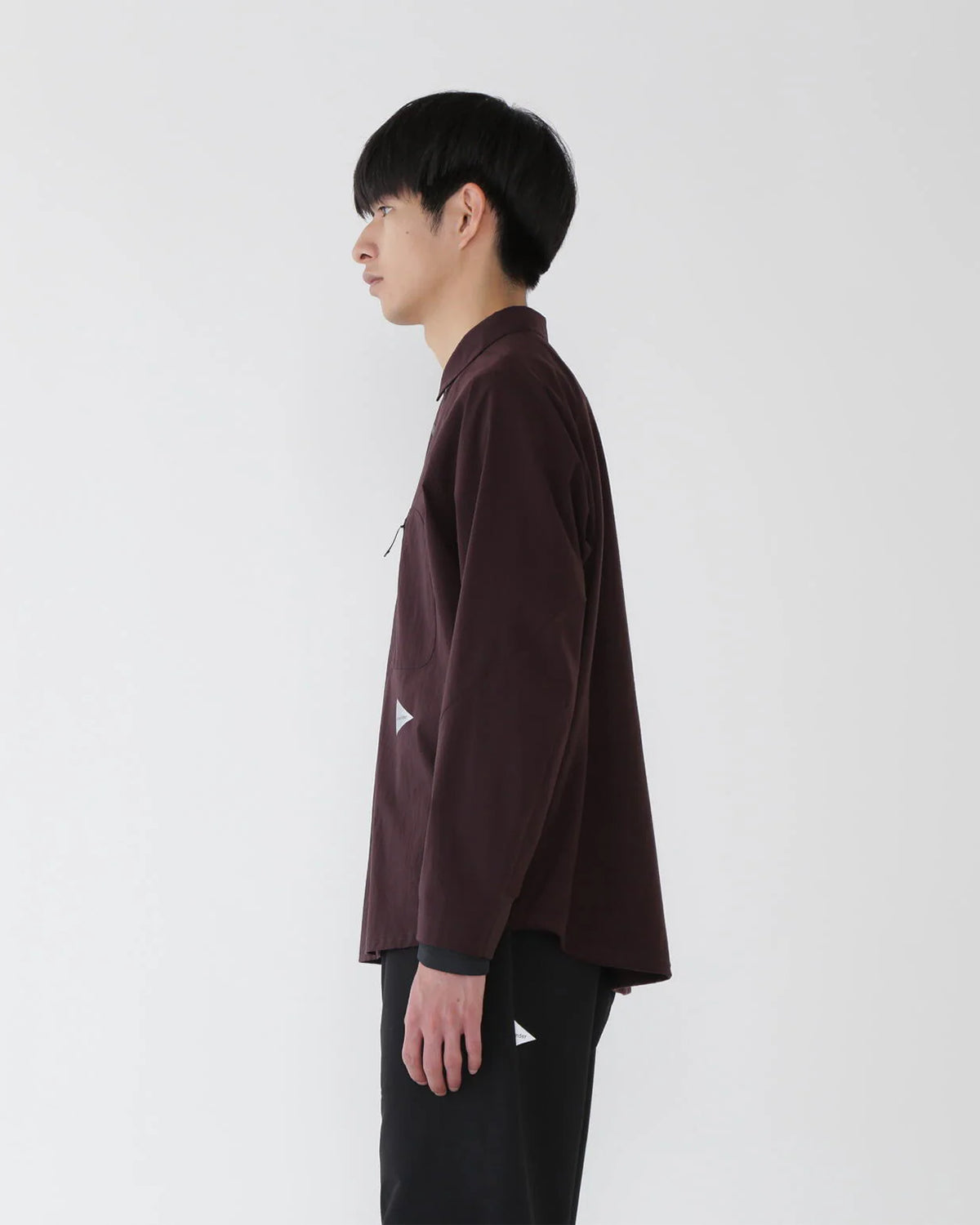 Fleece Base Band Collar Shirt - Bordeaux