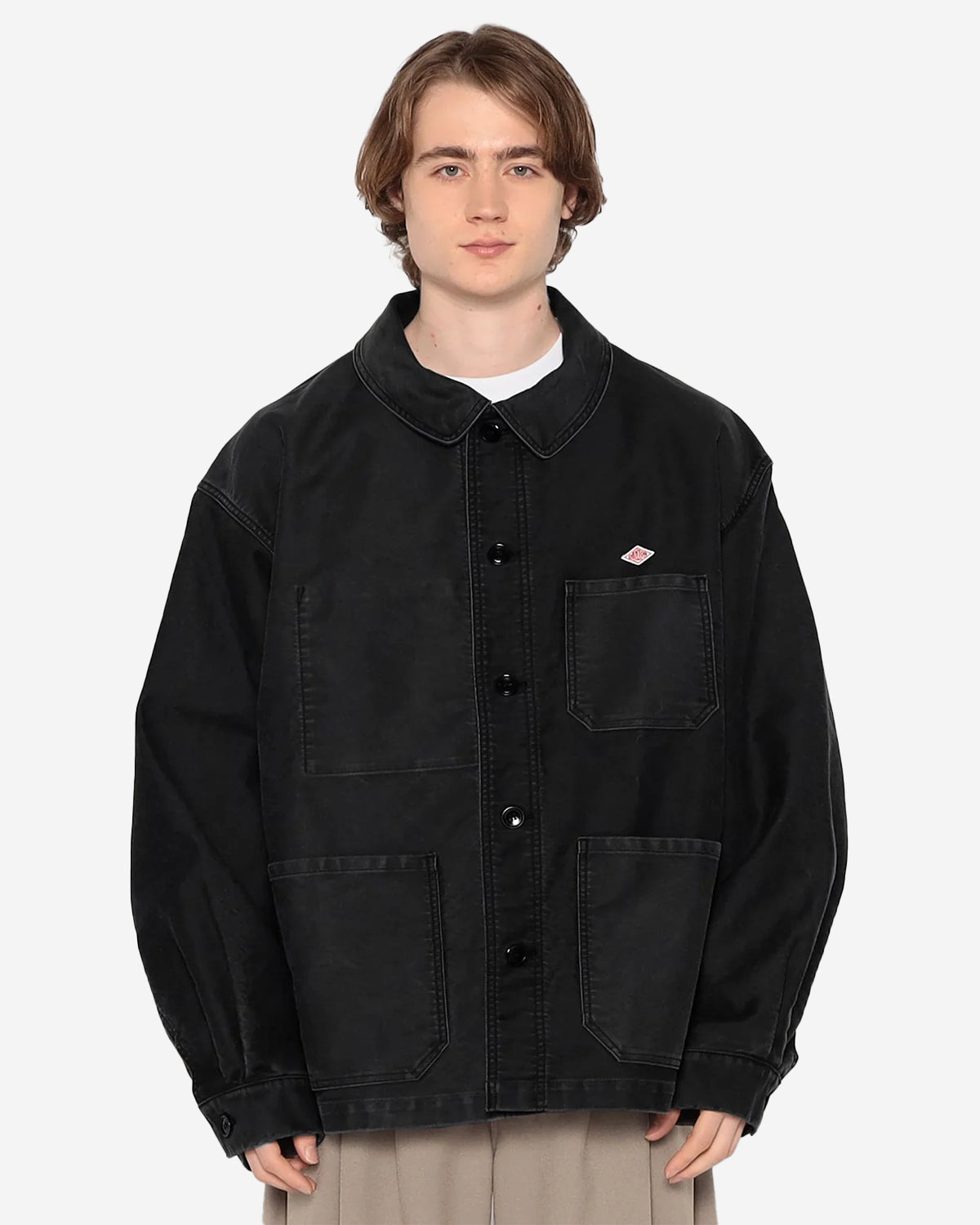 Moleskin Wide Coverall Jacket - Black