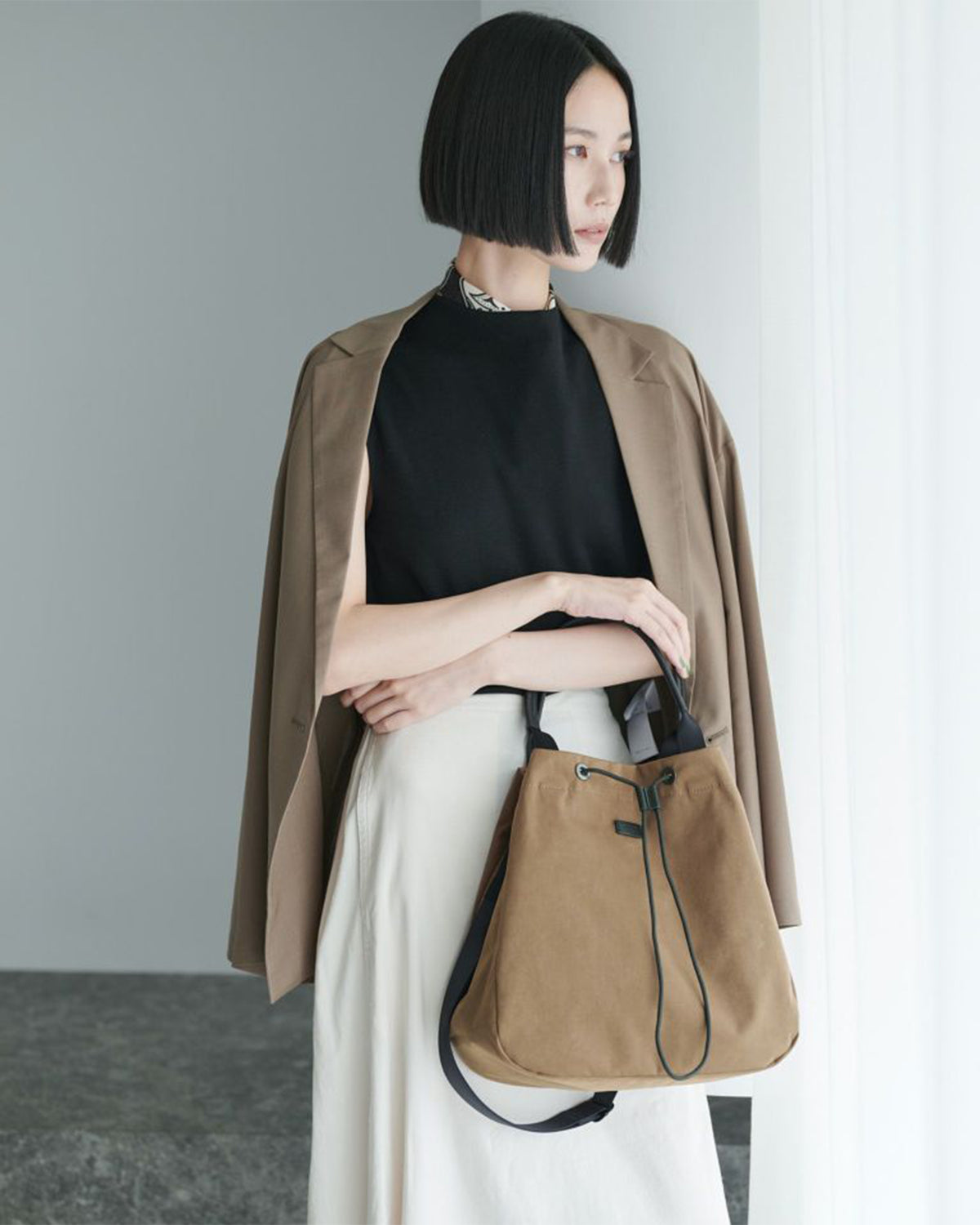 Simplicity 2Way Draw String Tote - Mocha