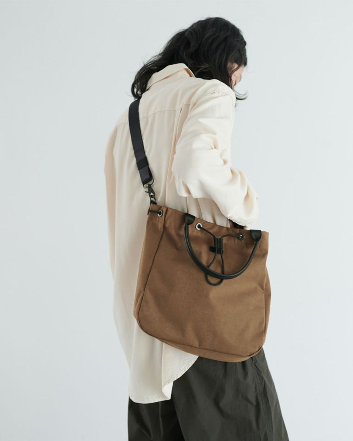 Simplicity 2Way Draw String Tote - Mocha