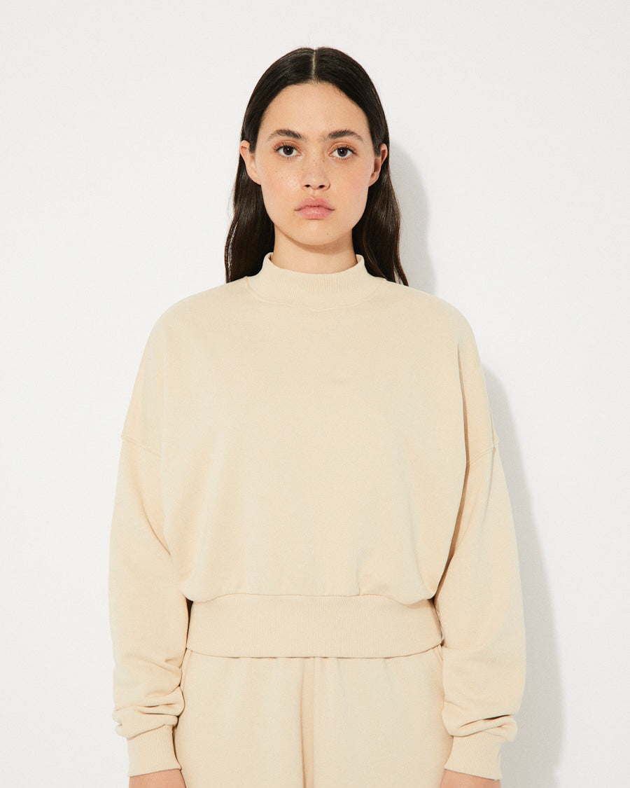 Pia - Organic Cotton Sweatshirt - Beige