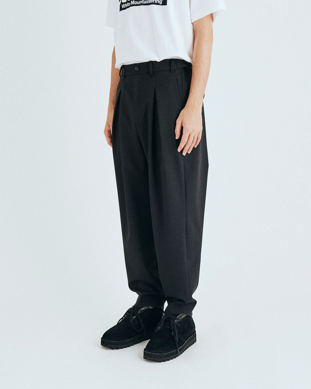 2 Tuck Twill Wide Pants - Black