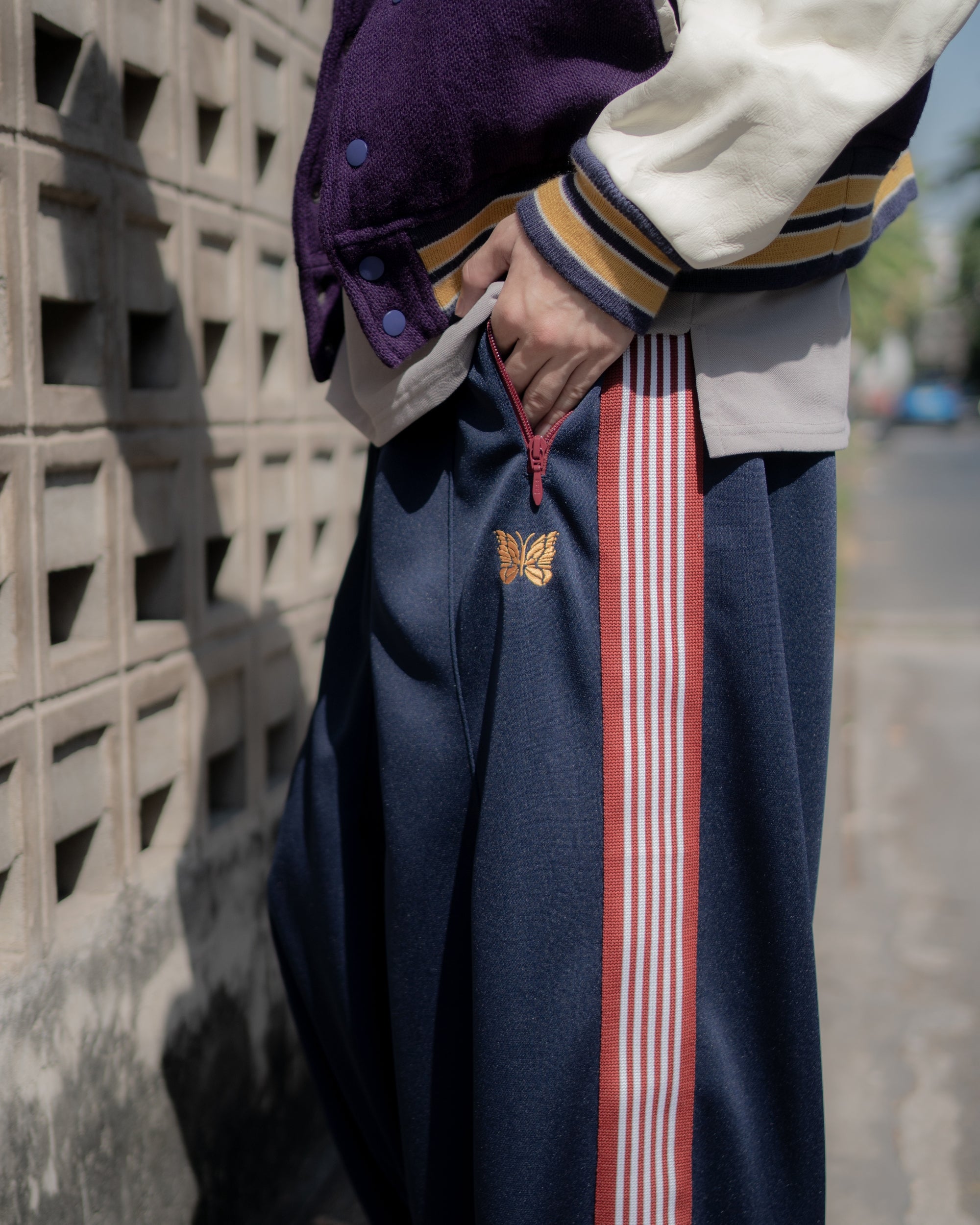 Onion's Exclusive H.D.Track Pant - Poly Smooth - Navy / Red / Pumpkin