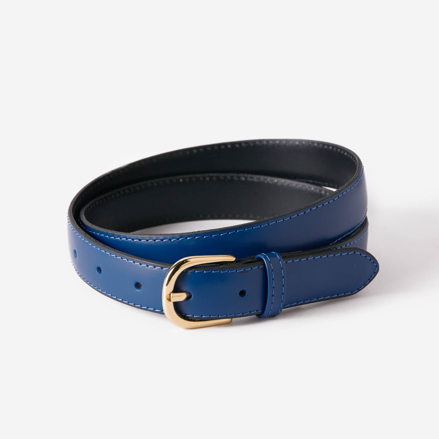 Slim Leather Belt - Navy