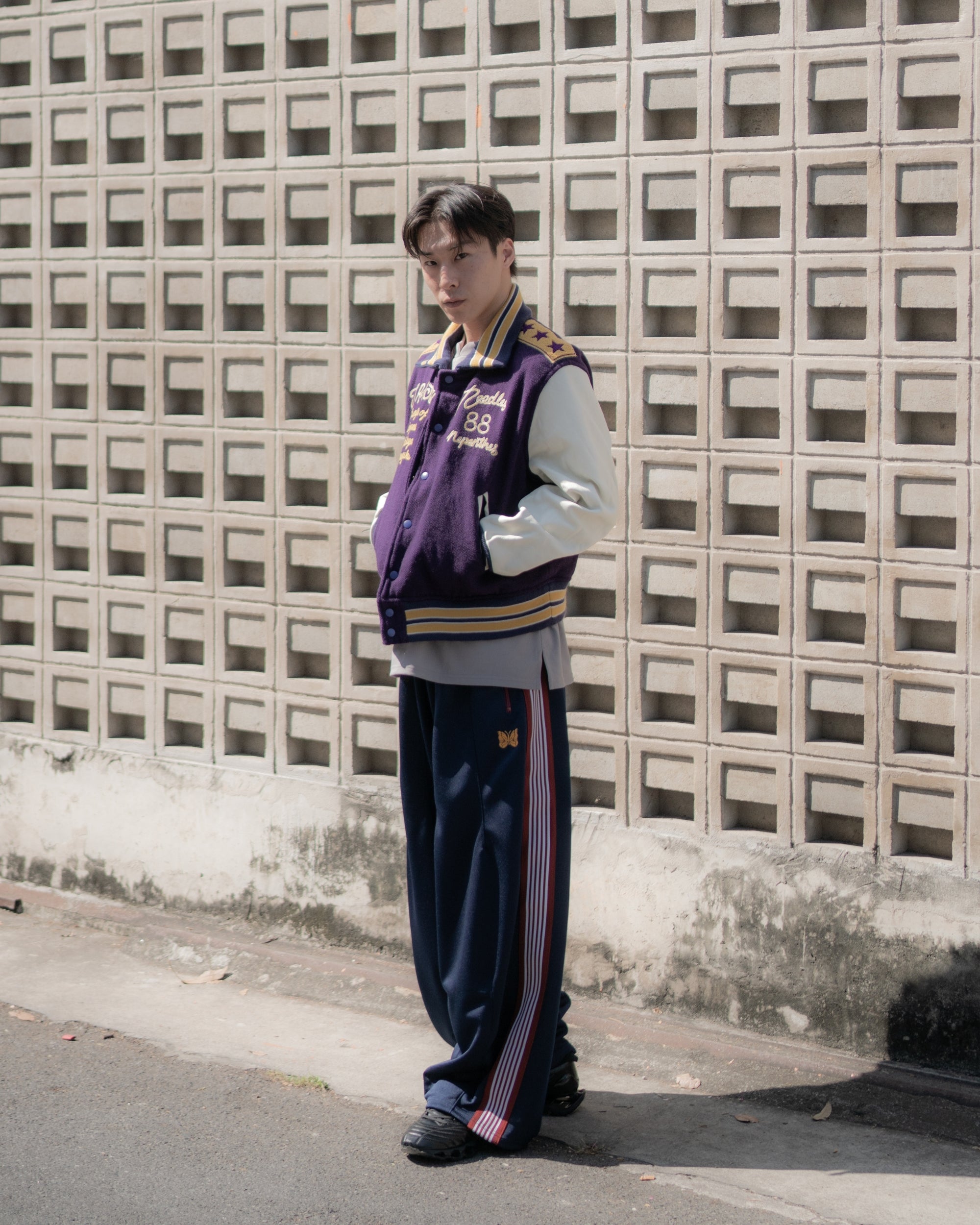 Onion's Exclusive H.D.Track Pant - Poly Smooth - Navy / Red / Pumpkin