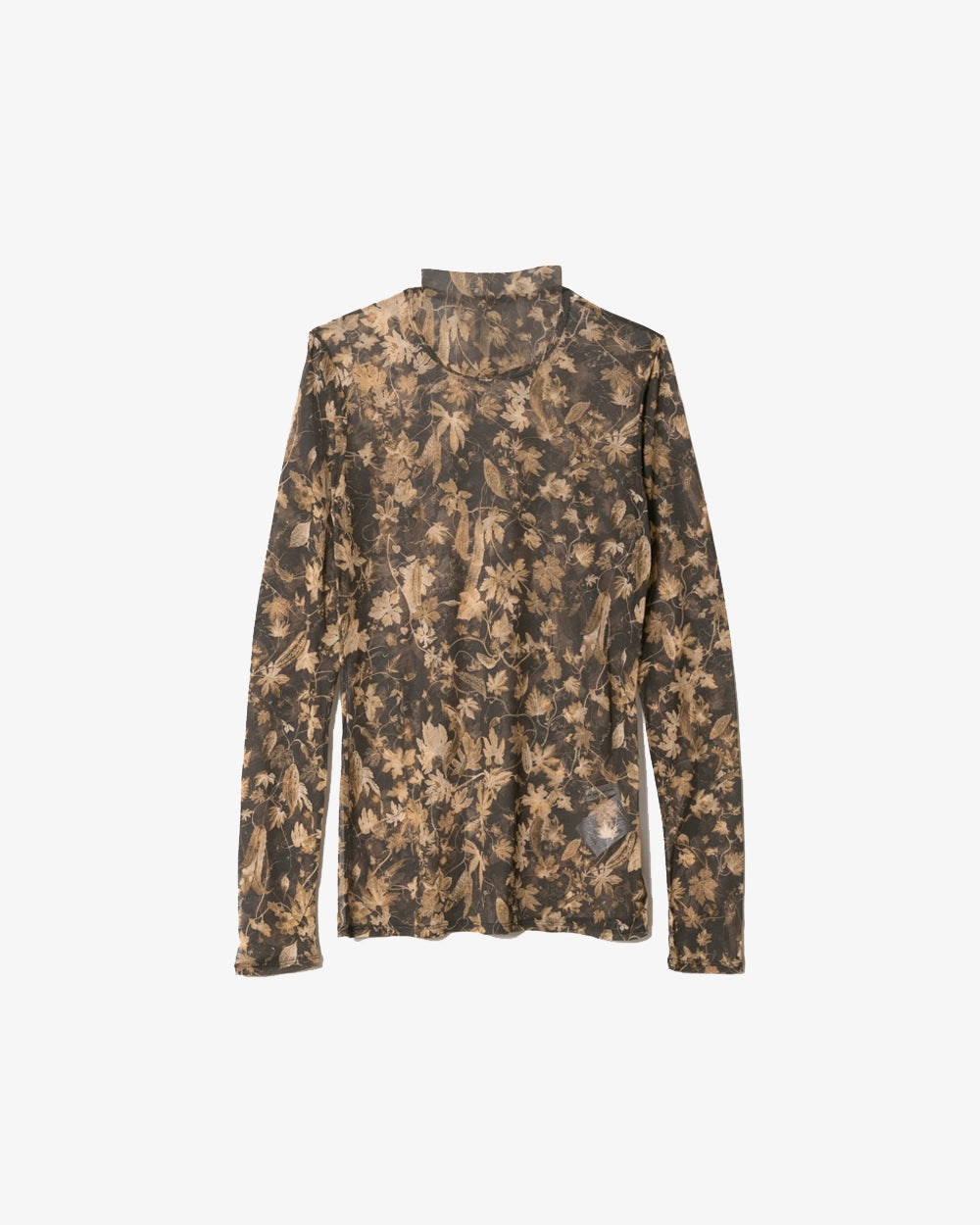 Bitter Melon Printed Jersey High Neck Top - Brown