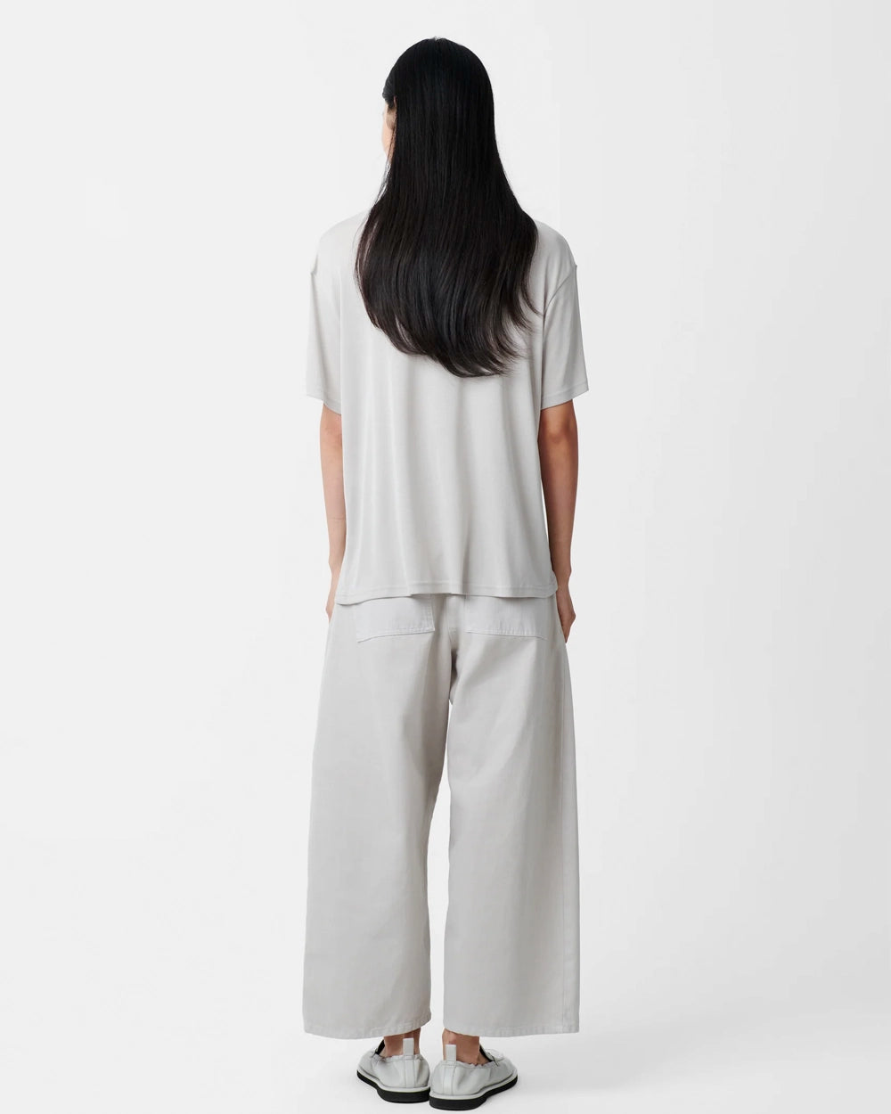 Chalco Wide Crop Pant - Bone Grey