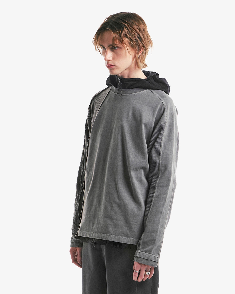 Contrast Panel Long Sleeves - Charcoal