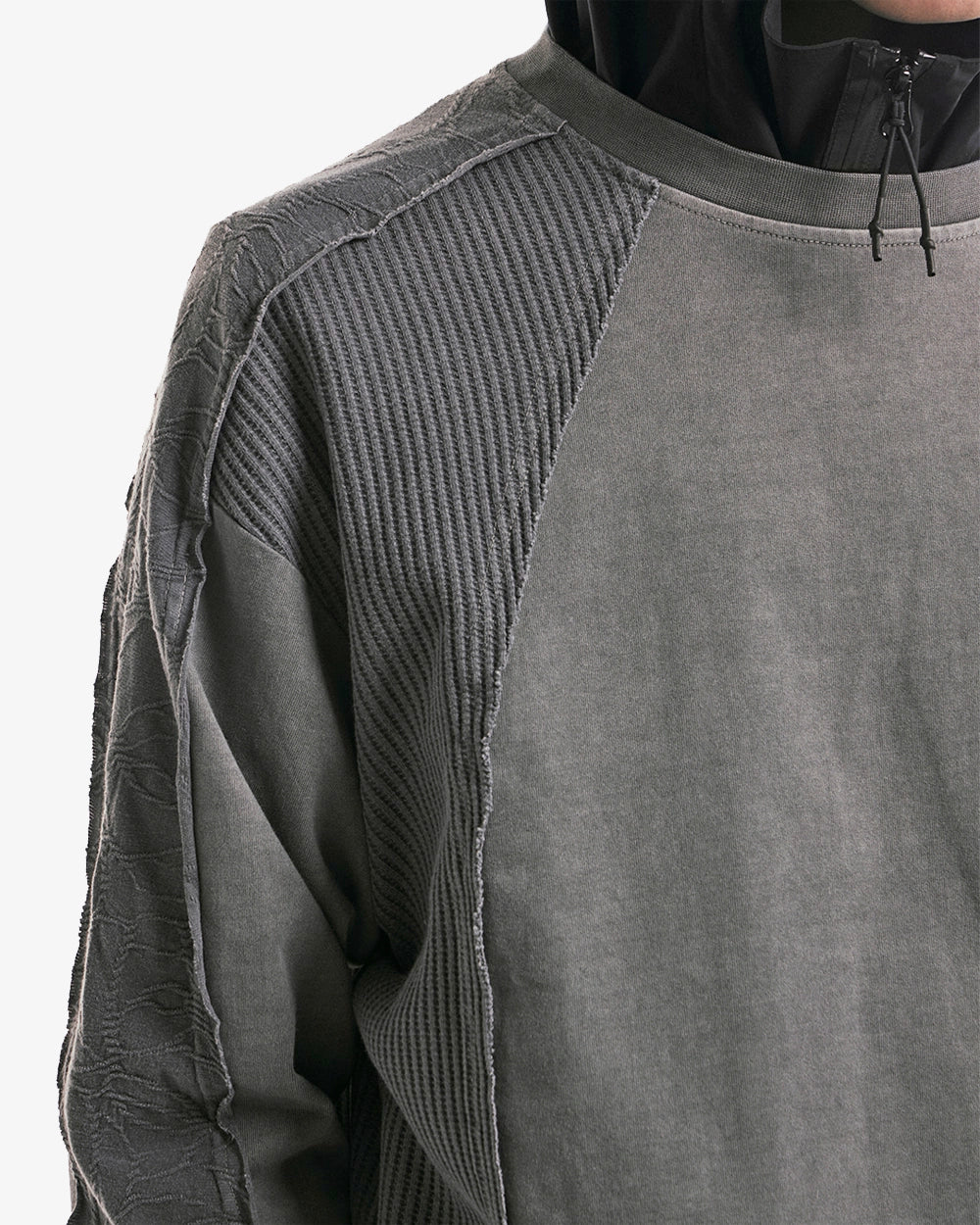 Contrast Panel Long Sleeves - Charcoal