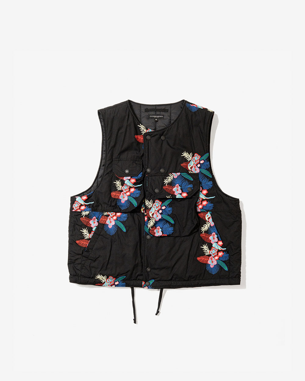 Cover Vest - Black Cotton Floral Embroidery Sheeting