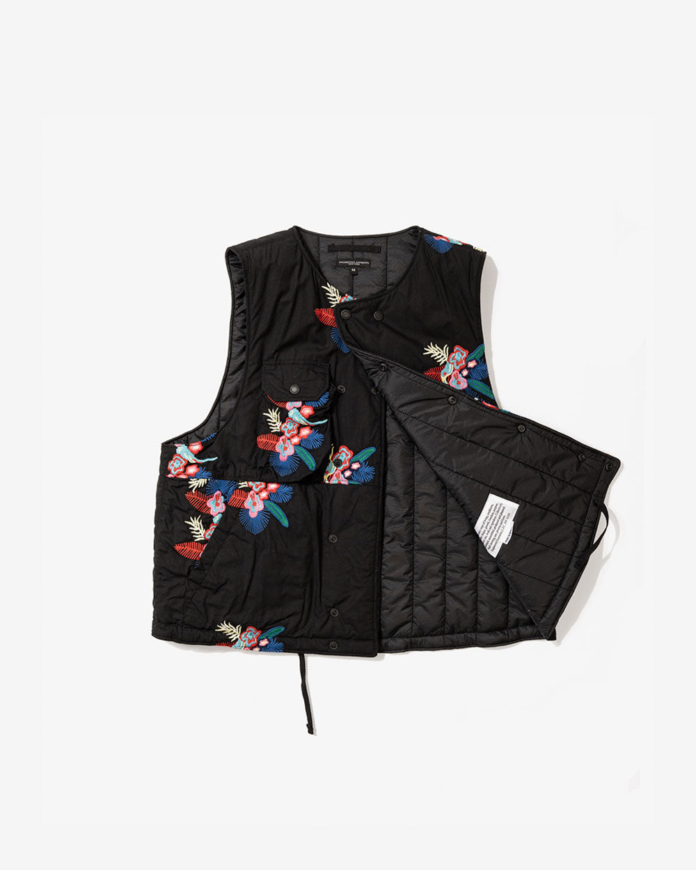 Cover Vest - Black Cotton Floral Embroidery Sheeting