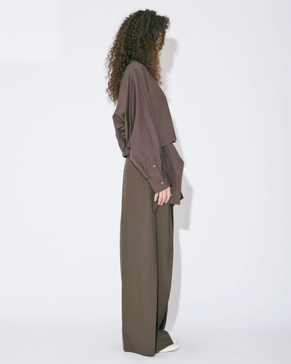 Double-End Finx Type Writer Shirt Blouse - Brown