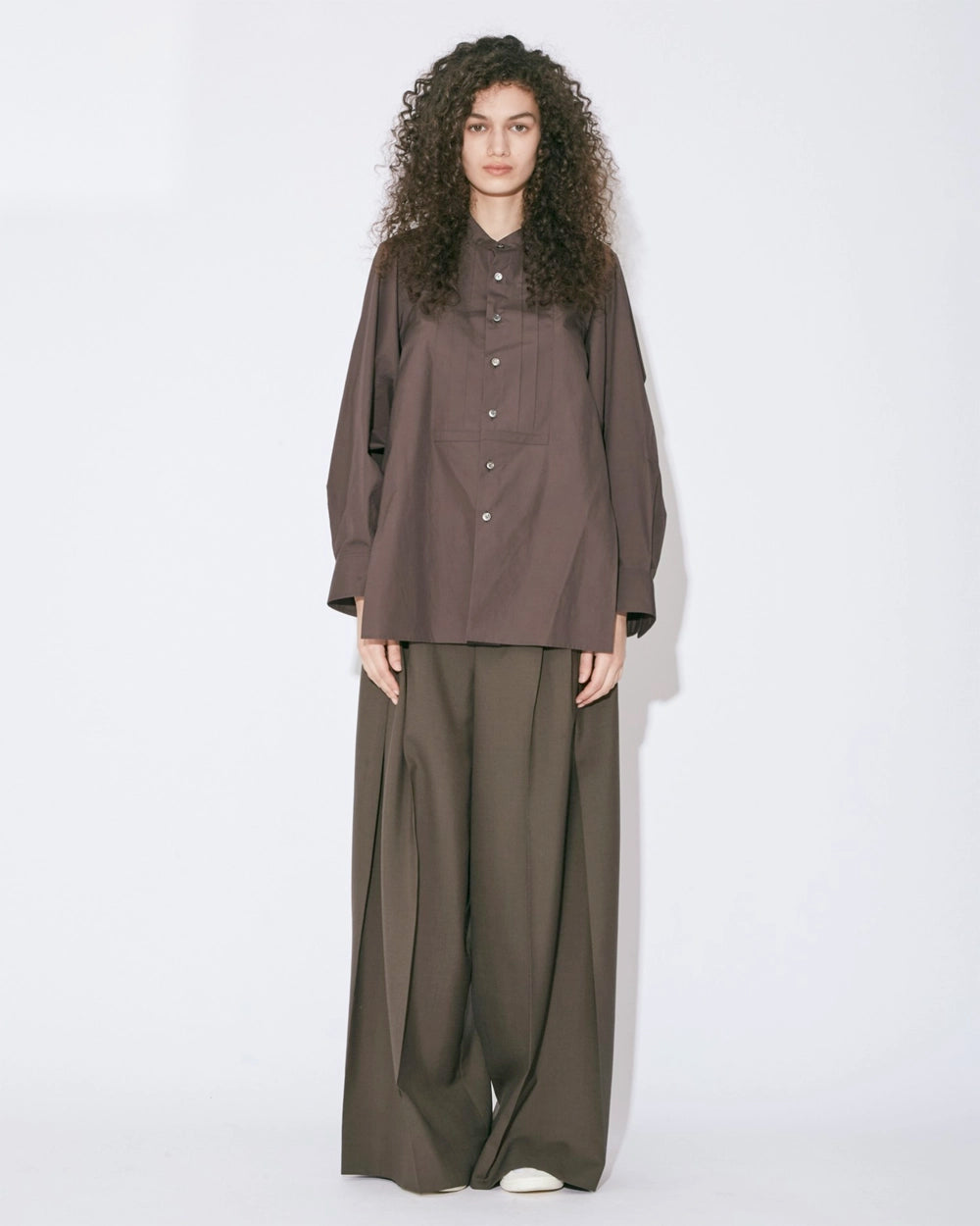 Double-End Finx Type Writer Shirt Blouse - Brown