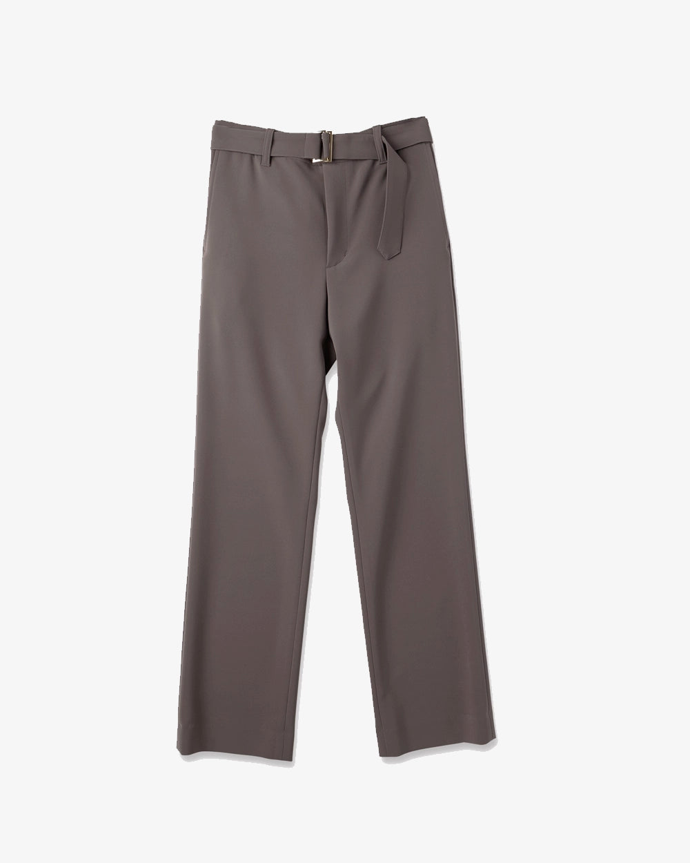 Double Cloth Straight Pant with Long Belt - Taupe