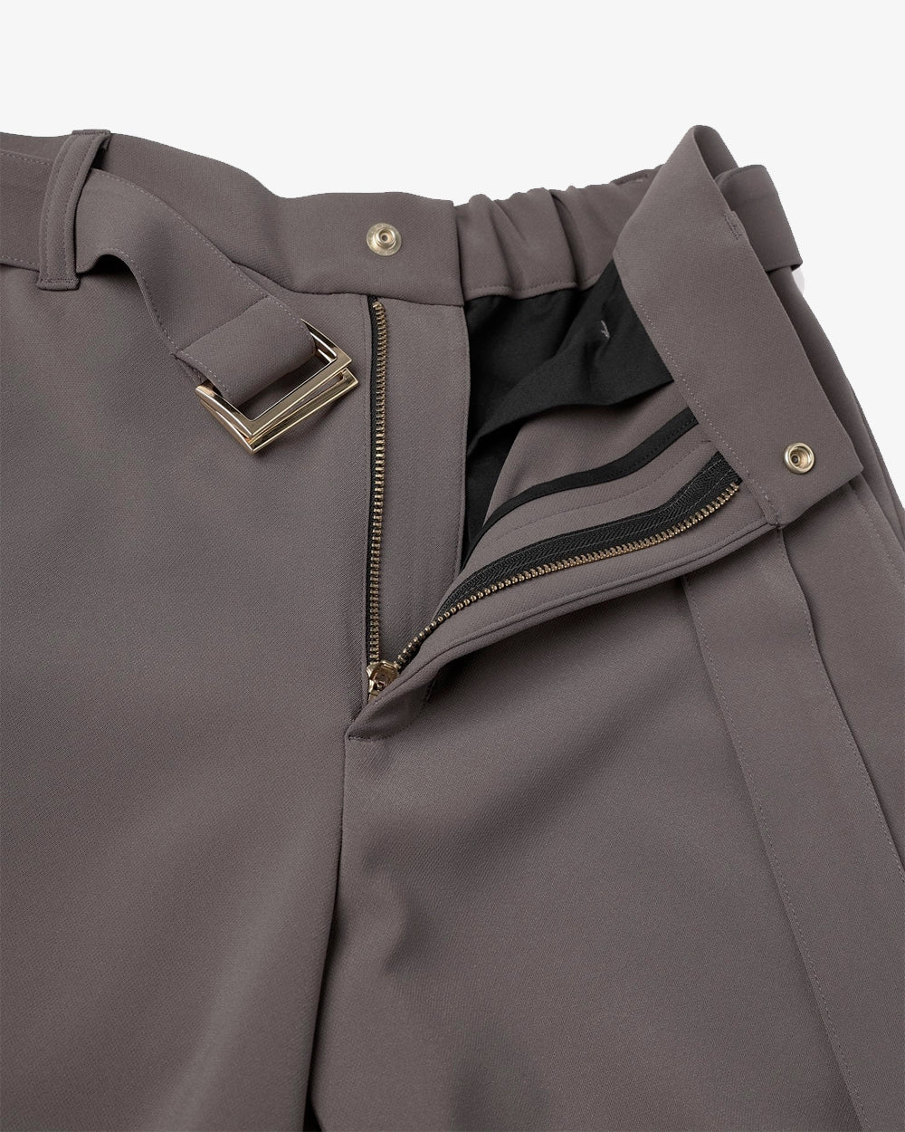 Double Cloth Straight Pant with Long Belt - Taupe