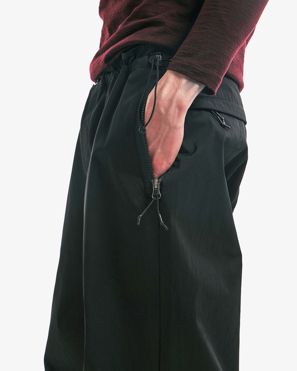 Drawstring Stack Pants - Black