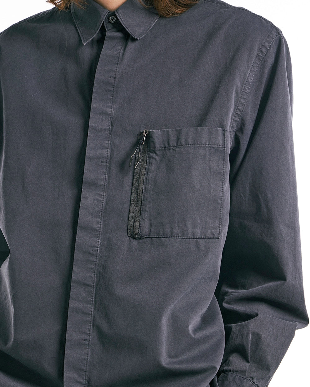 Dyed Zip Pocket Shirt - Charcoal