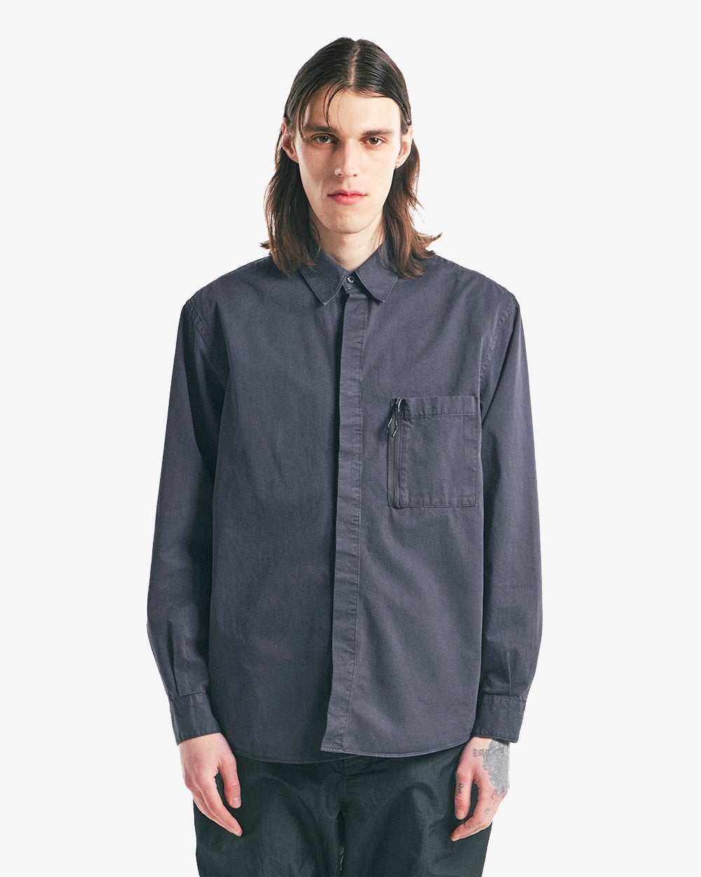 Dyed Zip Pocket Shirt - Charcoal