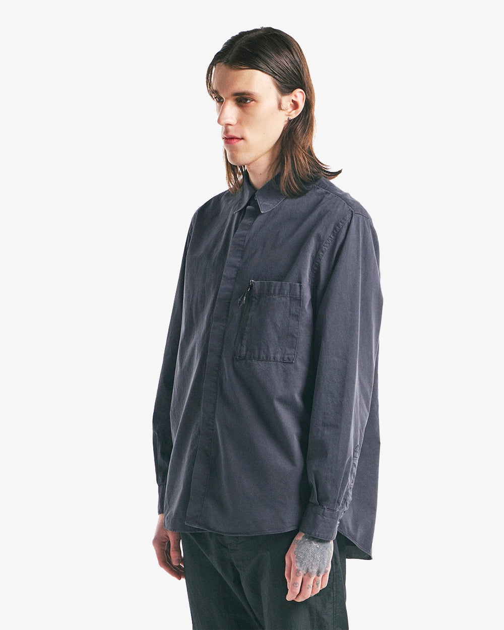 Dyed Zip Pocket Shirt - Charcoal