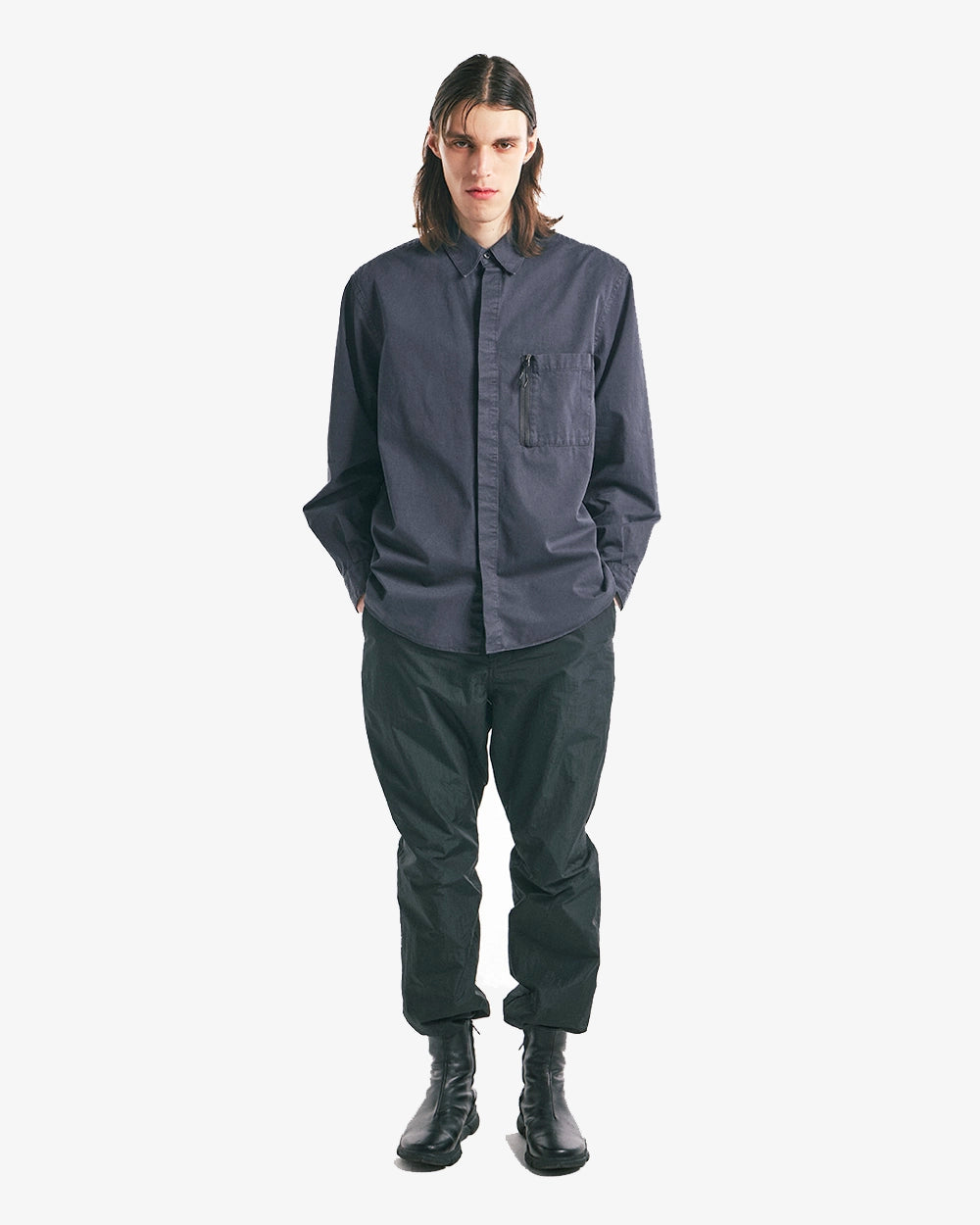 Dyed Zip Pocket Shirt - Charcoal