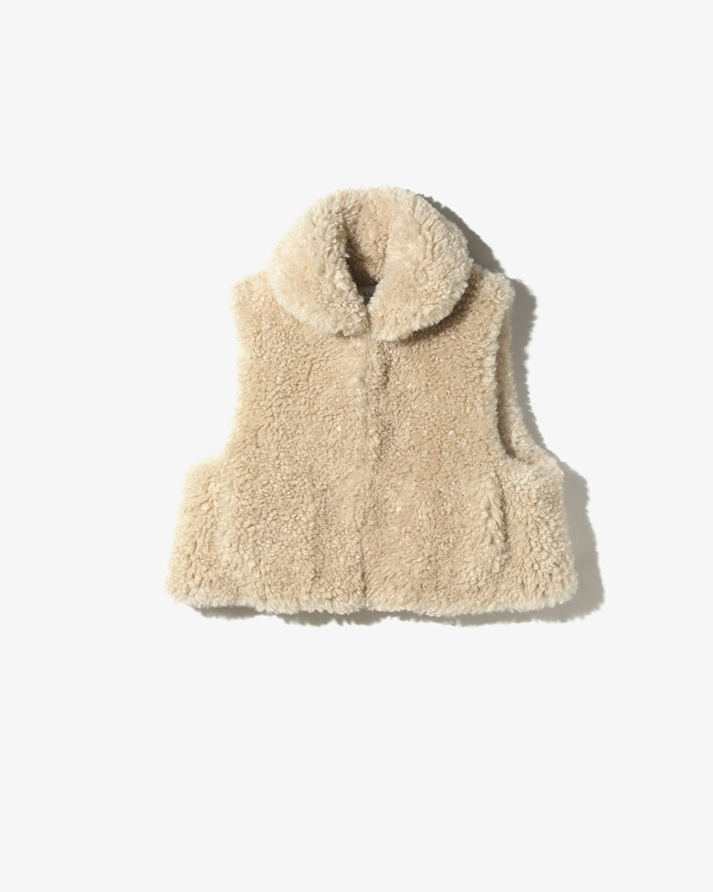 Eco Fur Short Length Vest - Solid - Natural