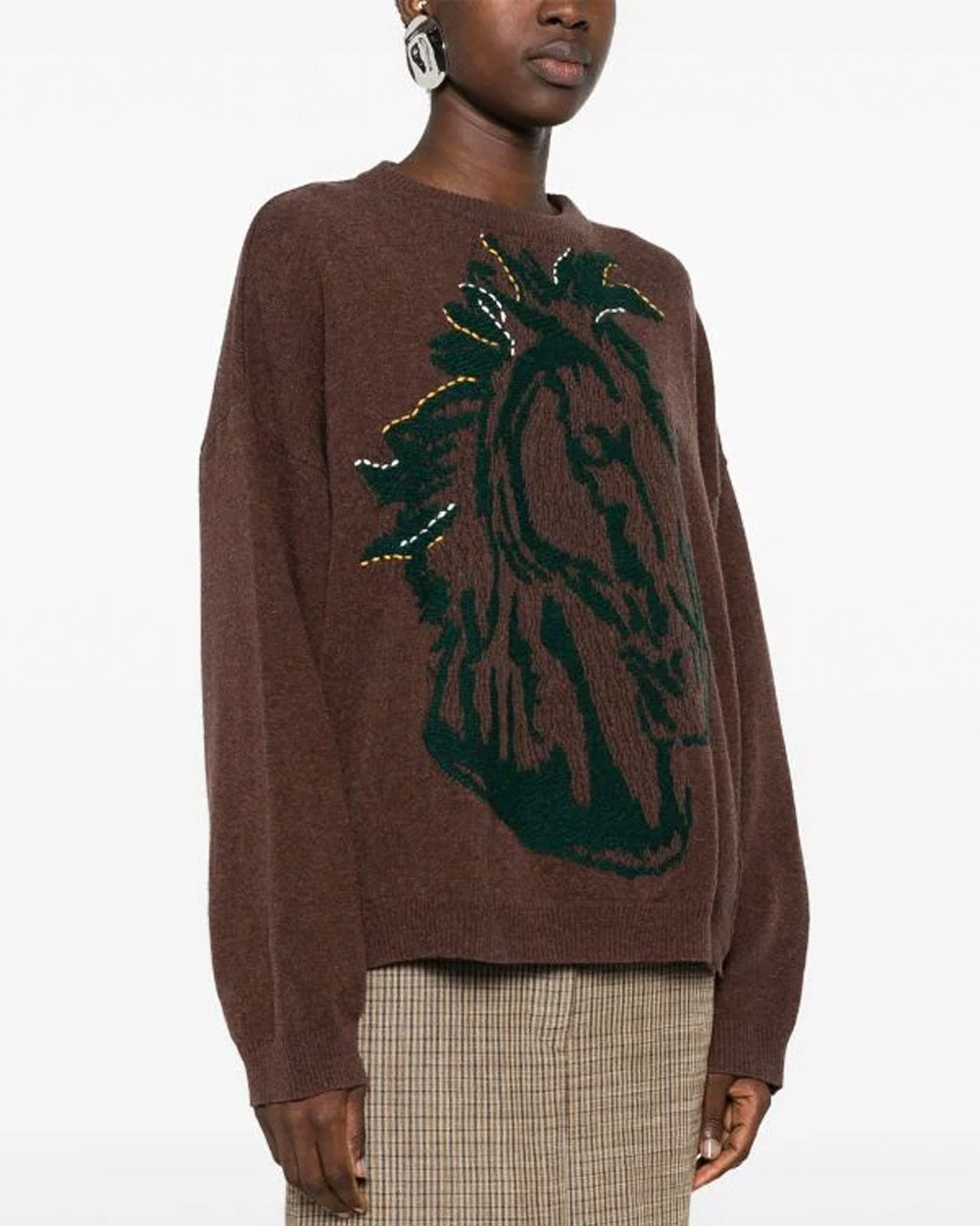 Horse Head Knit Jumper - Brown Horse Head