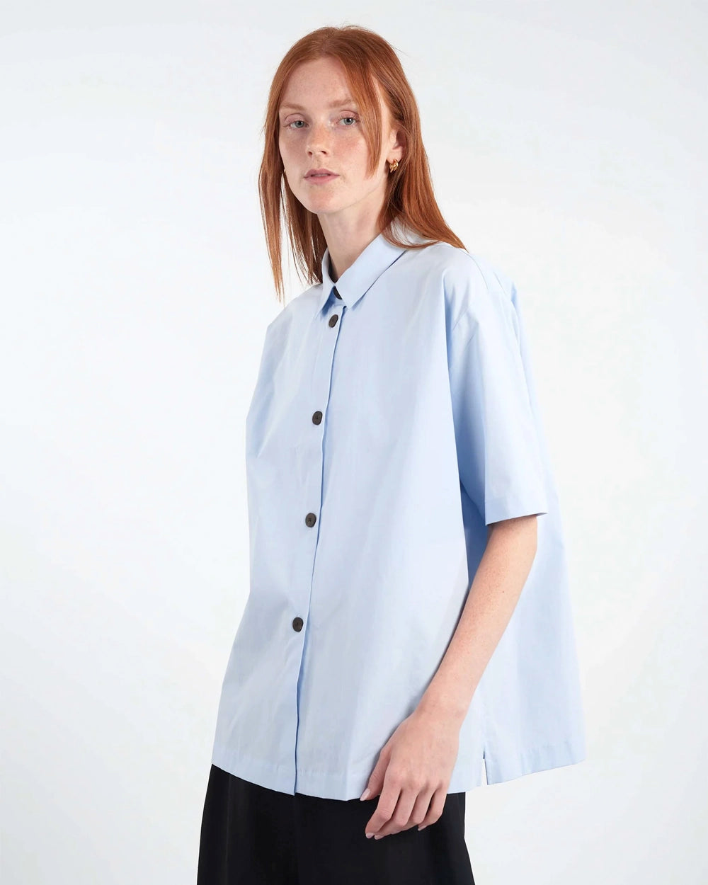 Lant - Short Sleeve Boxy Shirt - Sky Blue