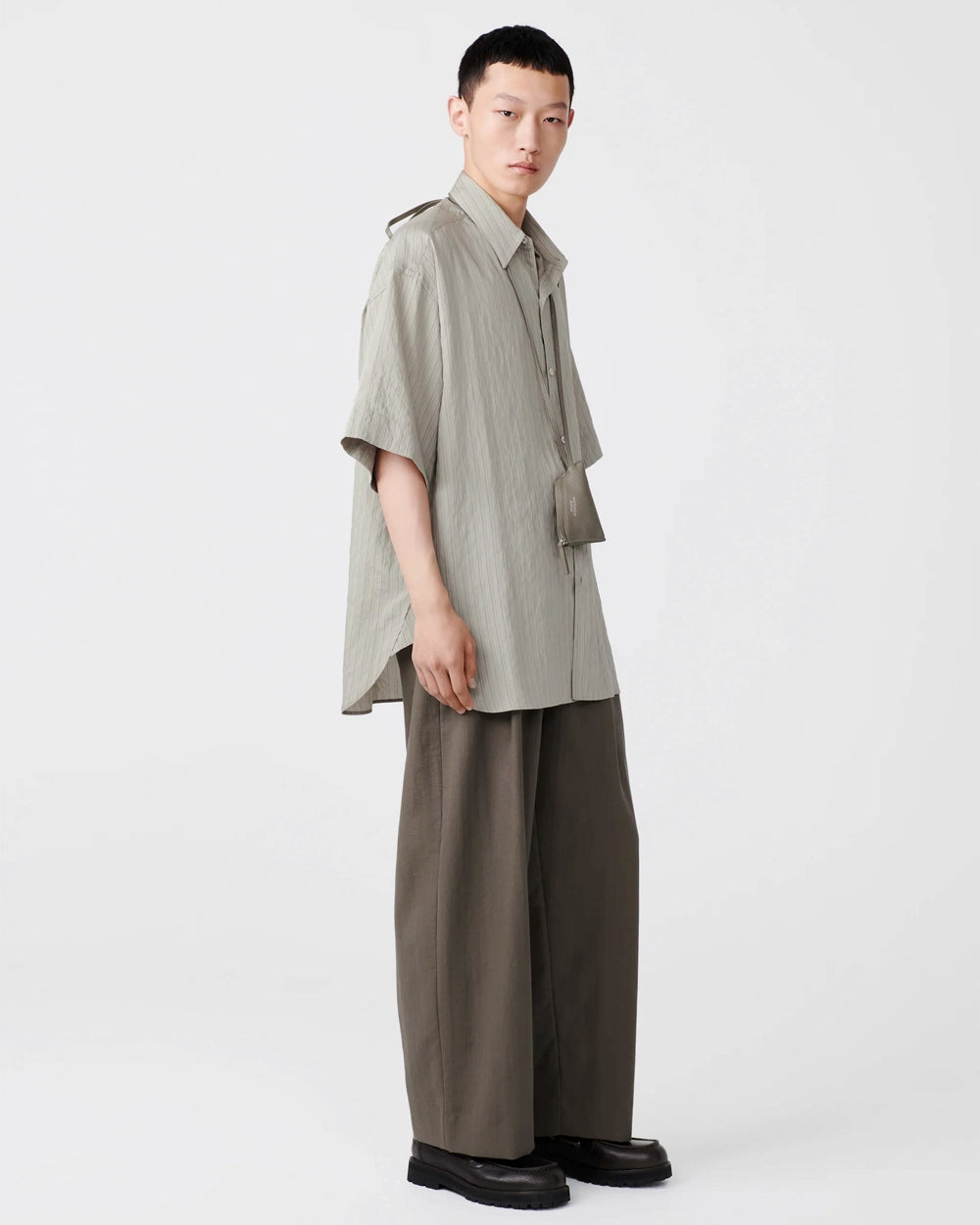 Line Double Pleat Volume Pant - Fossil