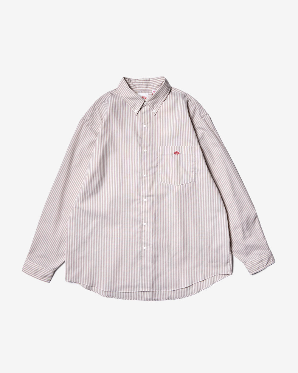 Men's Dot Button B.D Shirt - Taupe x Ecru Stripe