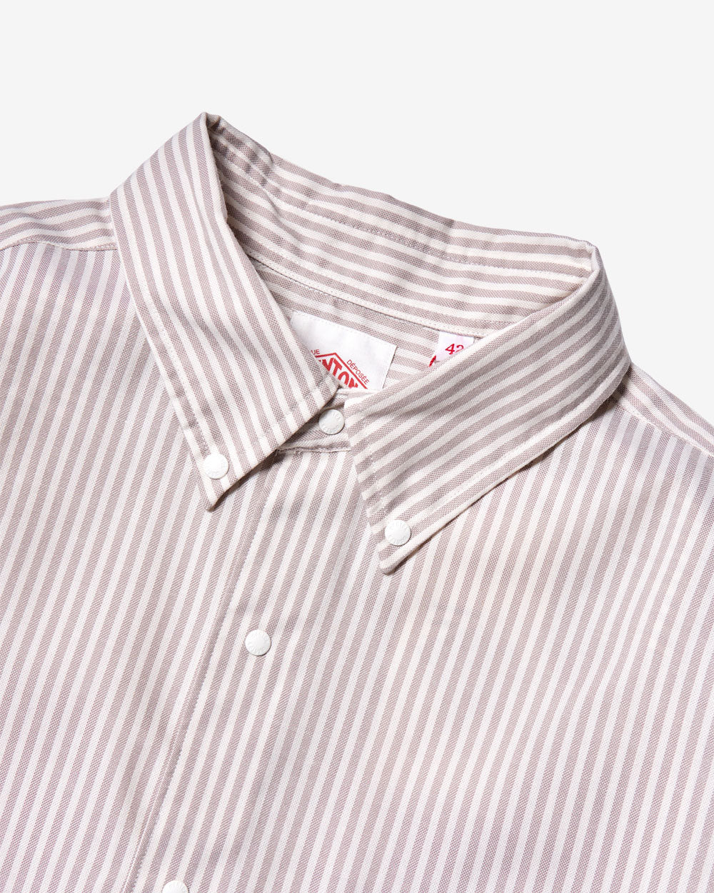 Men's Dot Button B.D Shirt - Taupe x Ecru Stripe