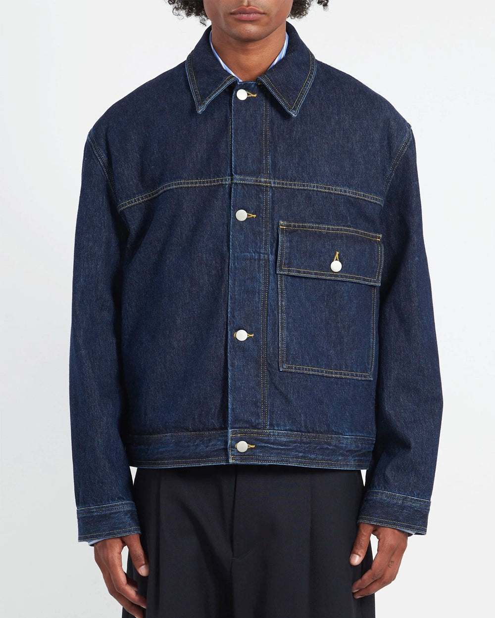 Petar - Patch Pocket Denim Jacket - Blue Black