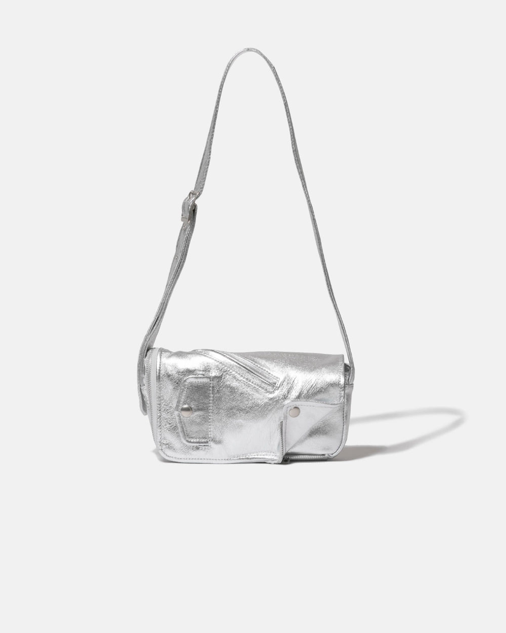 Riders Flap Shoulder Bag - Silver