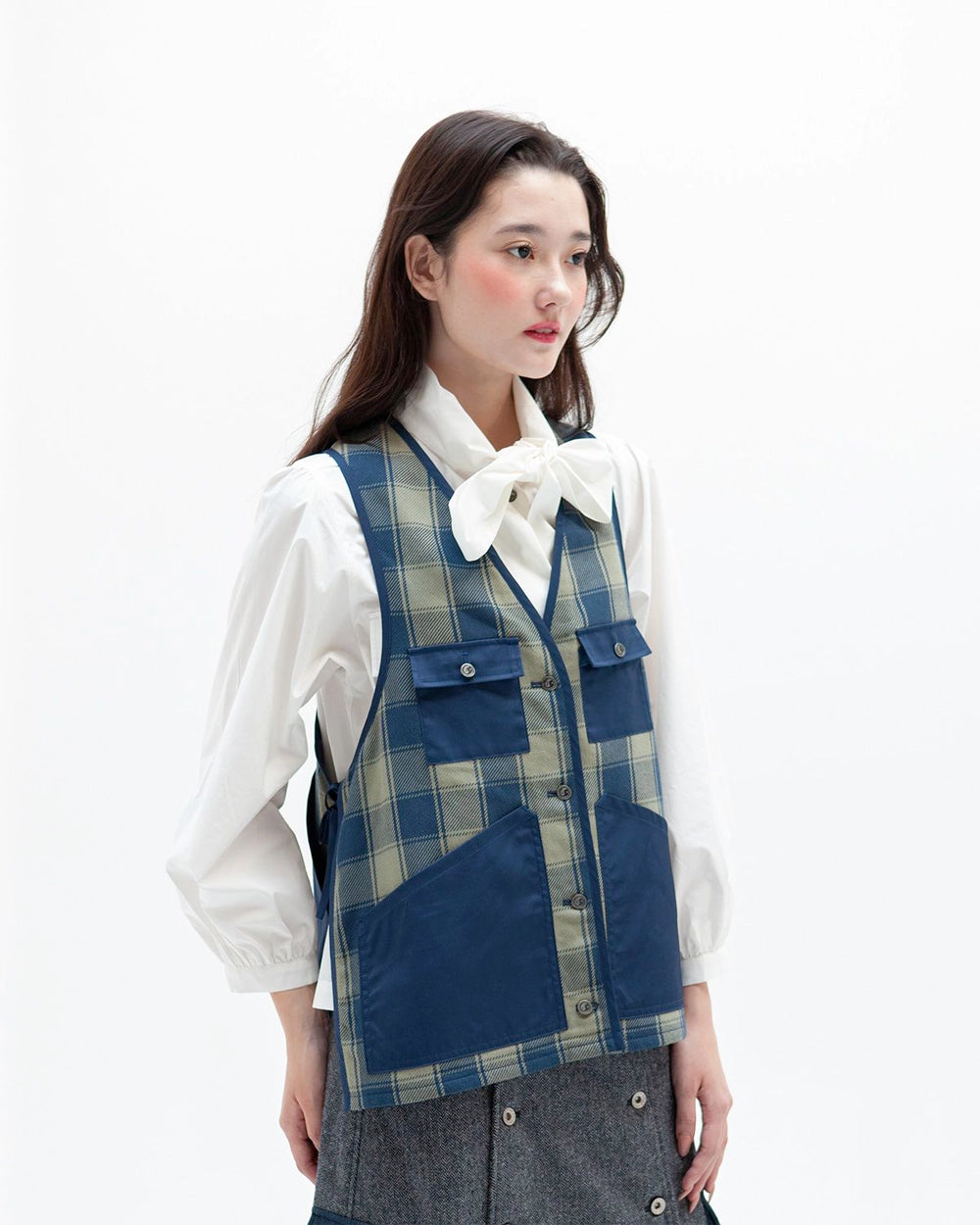 Utility Vest - Indigo Check