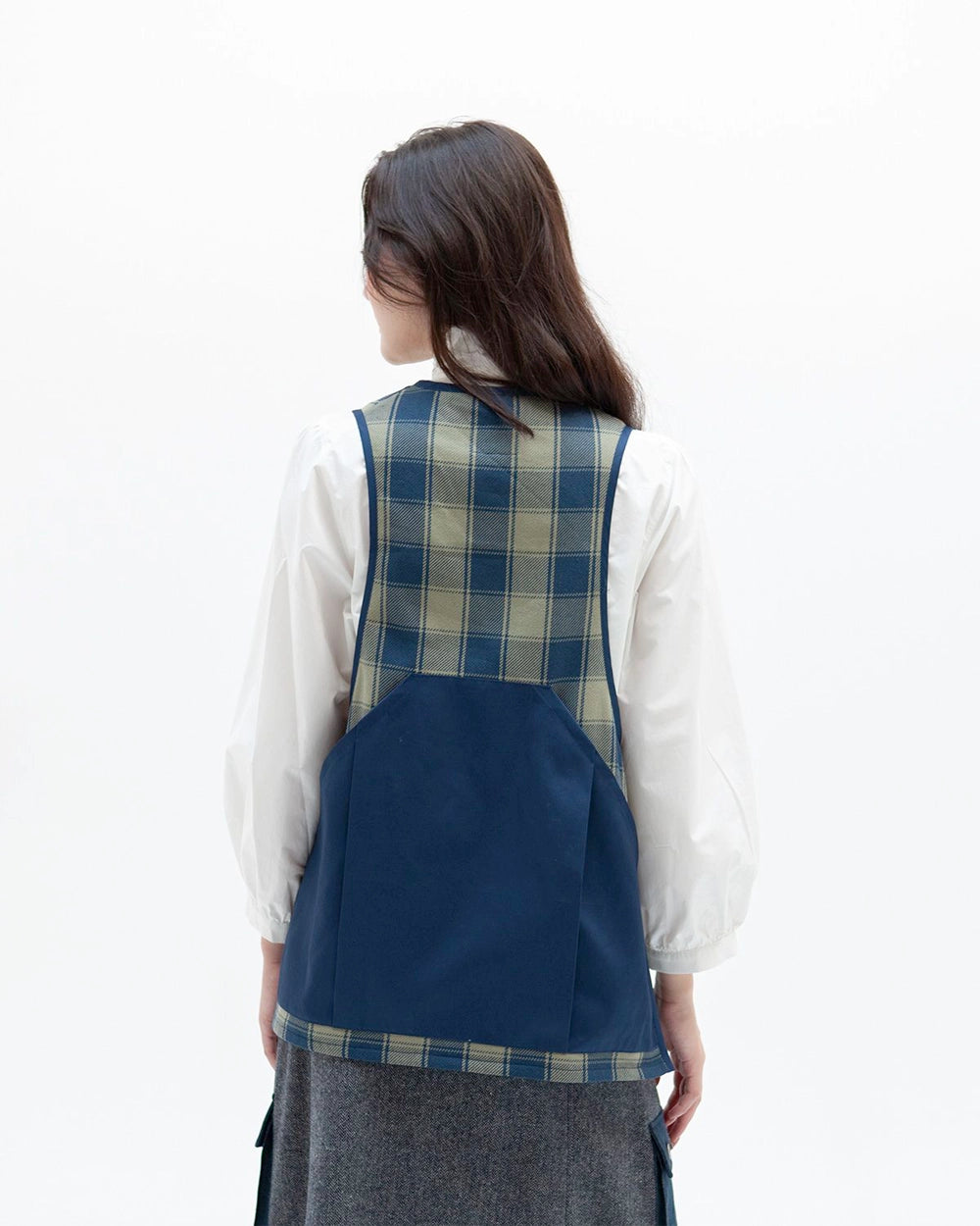 Utility Vest - Indigo Check