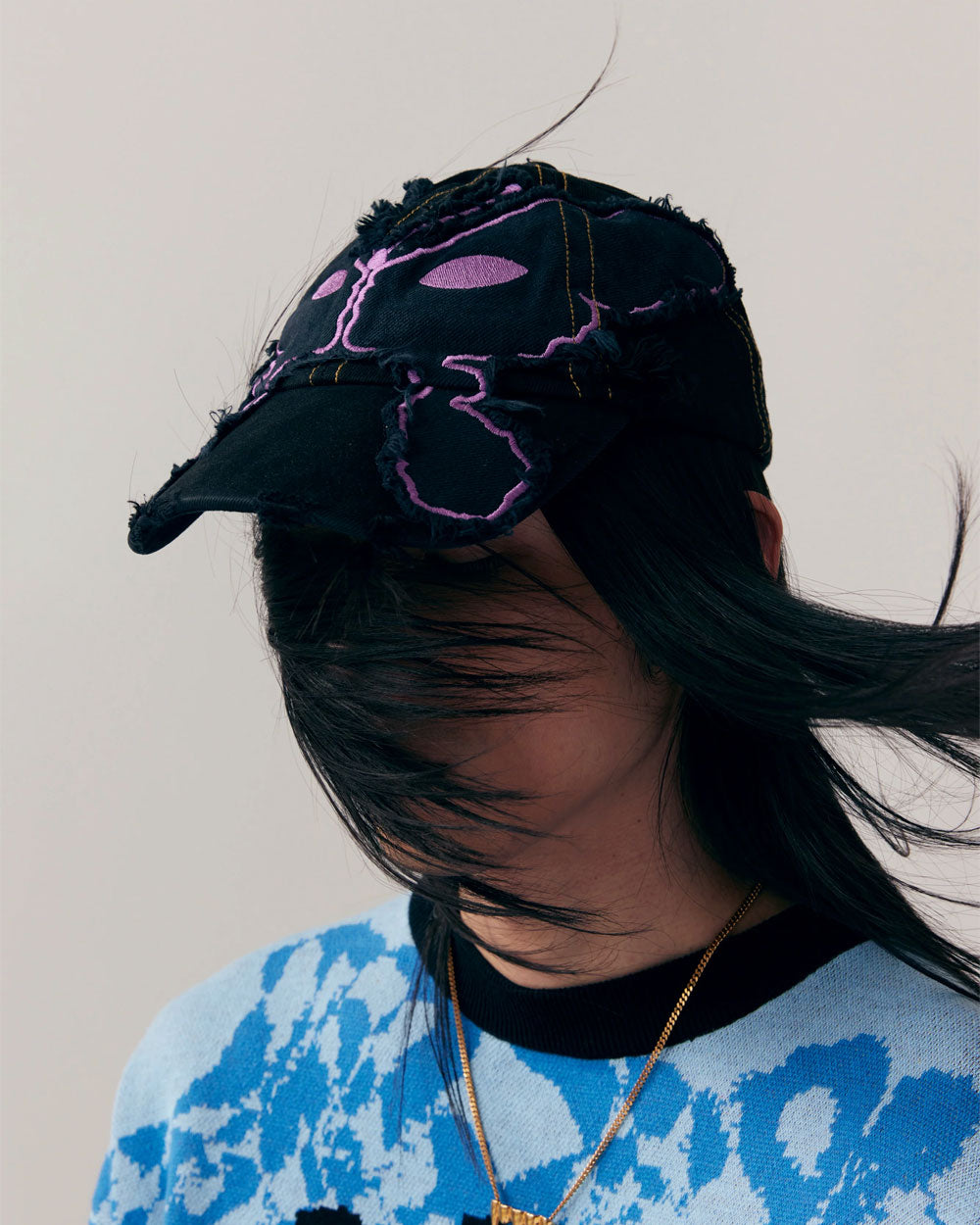 Alien Kiss Fraying Baseball Cap - Denims