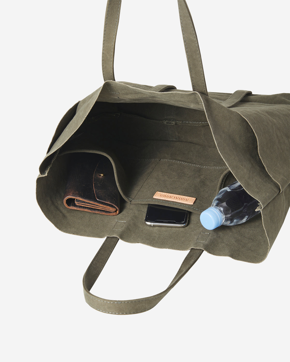 Washed Canvas 6 Pockets Tote M - Olive